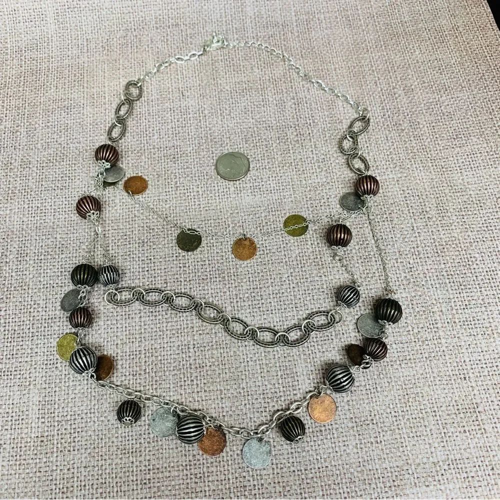 Premier Designs Mixed Metal Beaded Multi Strand Necklace - Picture 1 of 3